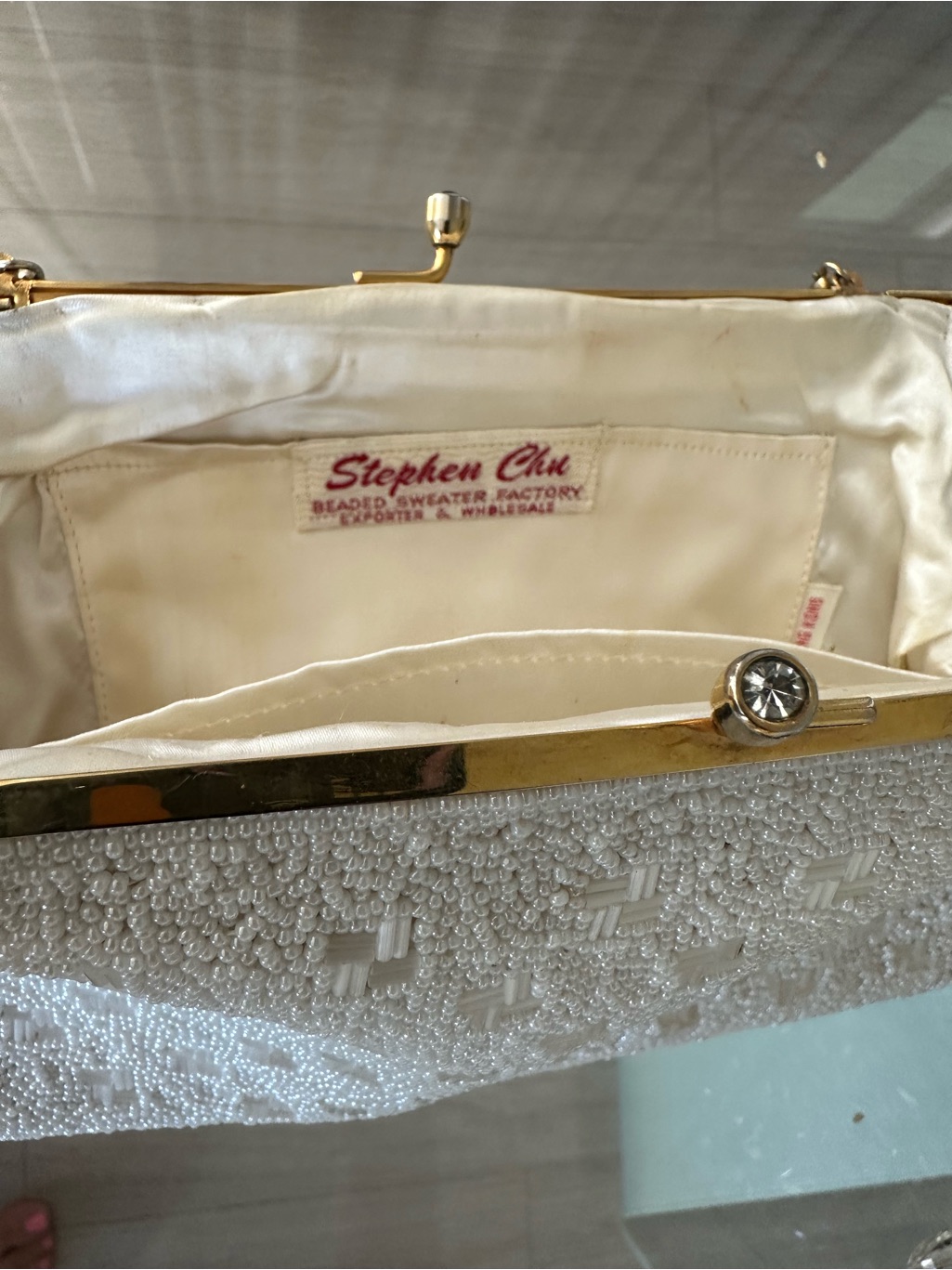 Ivory Beaded Evening Clutch